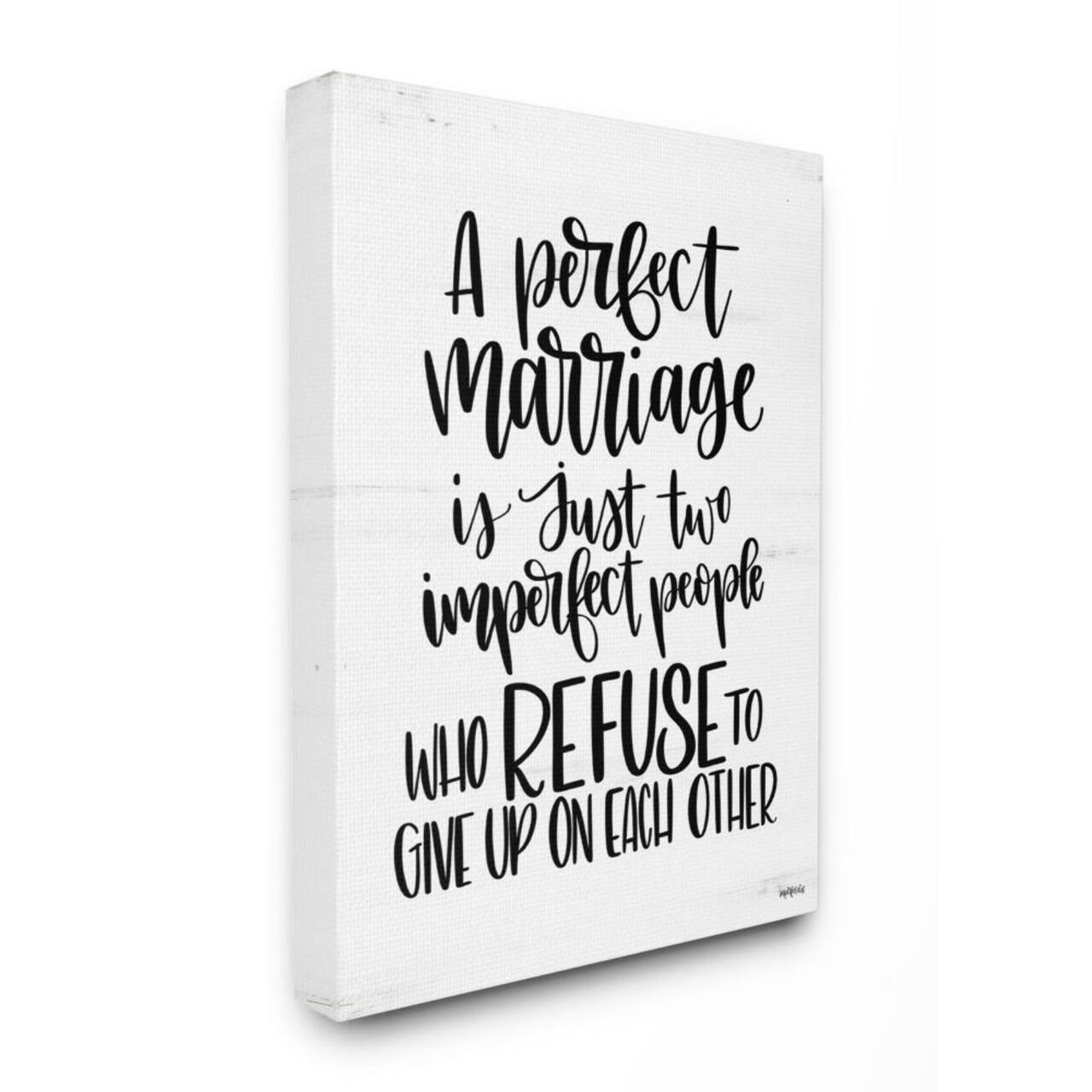 Stupell Industries Perfect Marriage Imperfect People Phrase Love Quote Canvas Wall Art